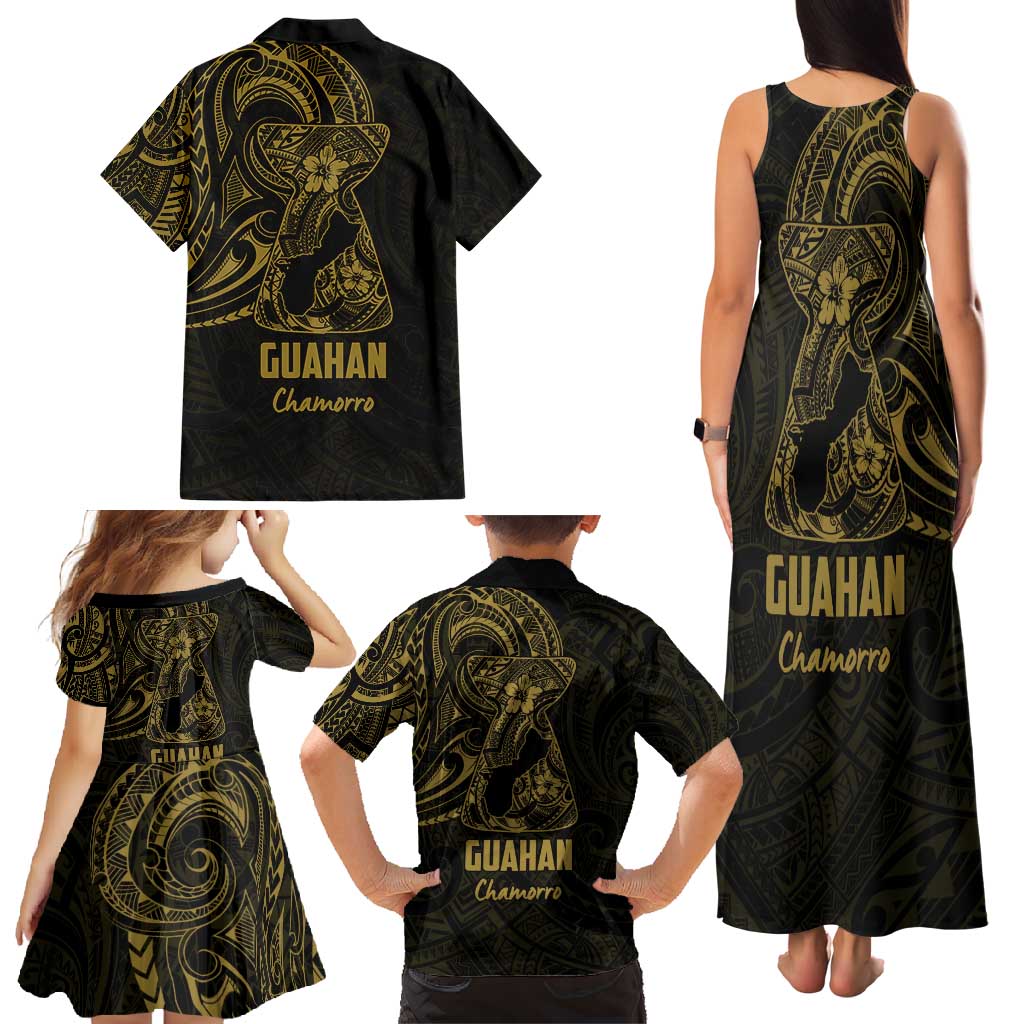 Gold Guam Latte Stone Tribal Tattoo Family Matching Tank Maxi Dress and Hawaiian Shirt Hafa Adai Six 7 One LT9 - Polynesian Pride