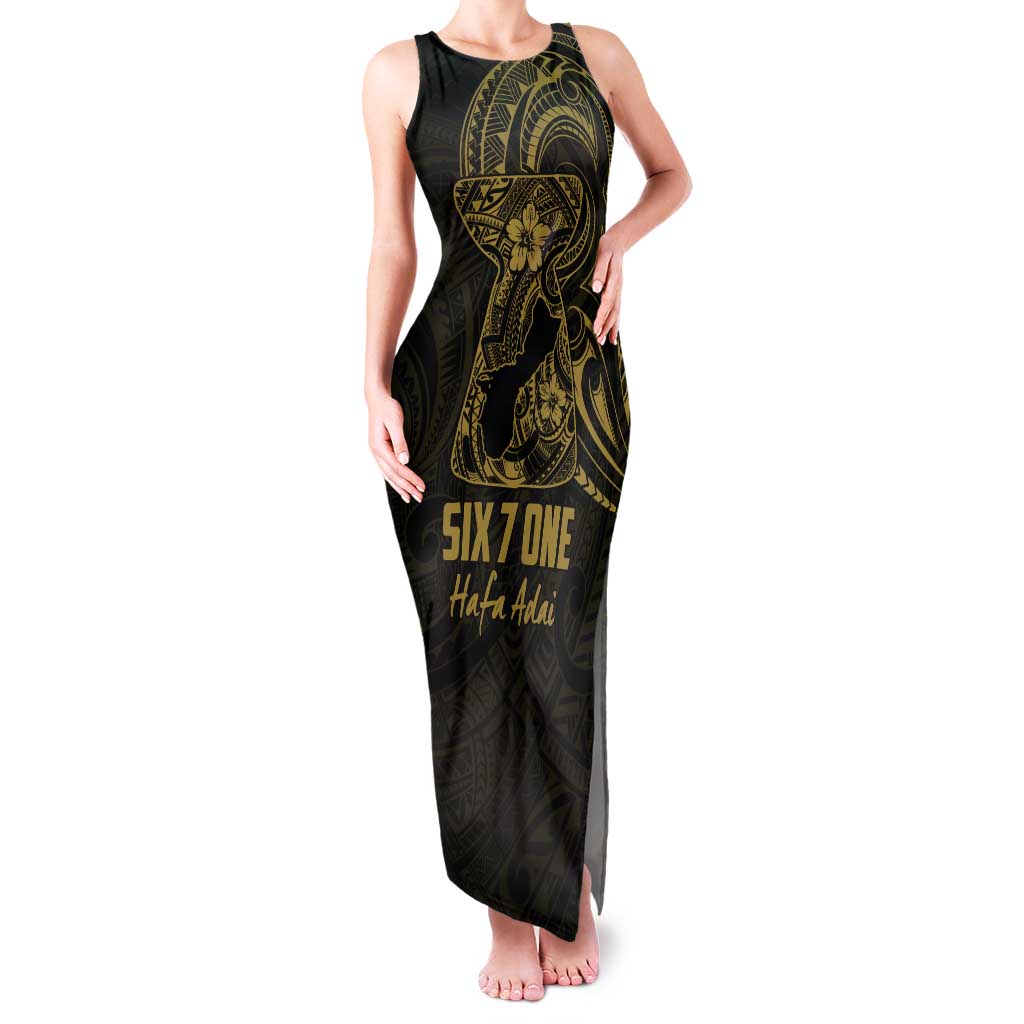 Gold Guam Latte Stone Tribal Tattoo Family Matching Tank Maxi Dress and Hawaiian Shirt Hafa Adai Six 7 One LT9 Mom's Dress Gold - Polynesian Pride