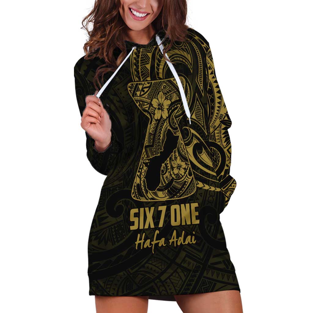 Gold Guam Latte Stone Tribal Tattoo Hoodie Dress Hafa Adai Six 7 One LT9 Gold - Polynesian Pride