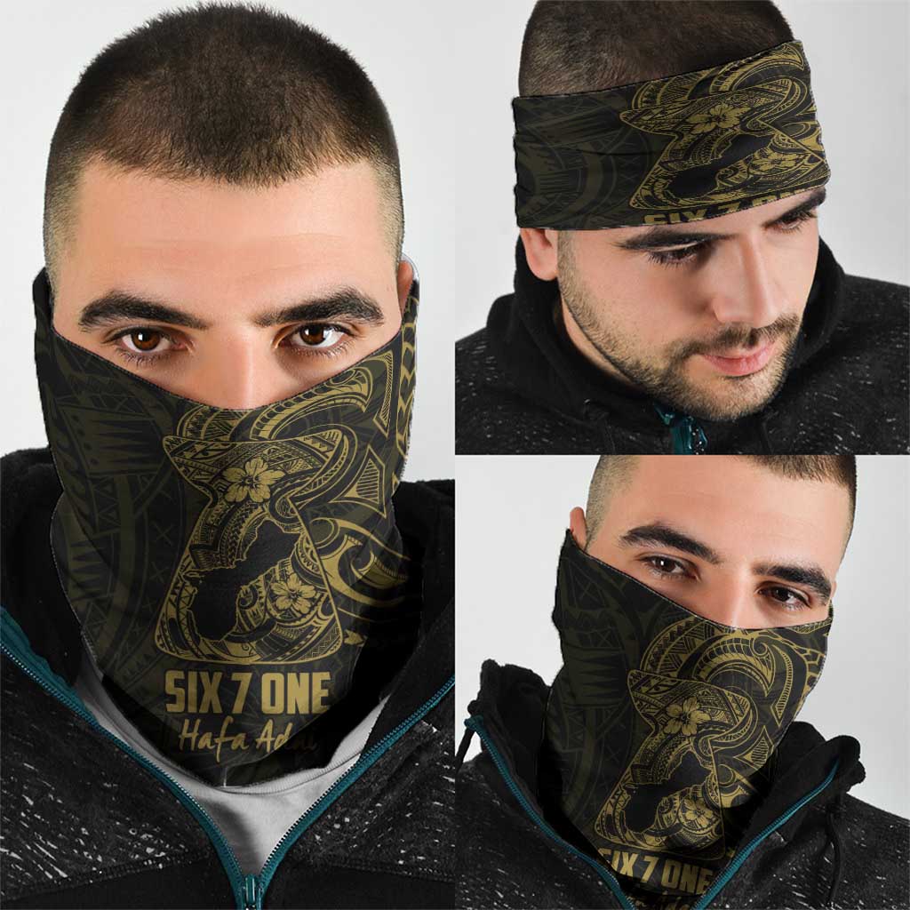 Gold Guam Latte Stone Tribal Tattoo Neck Gaiter Hafa Adai Six 7 One - Polynesian Pride