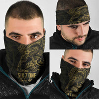 Gold Guam Latte Stone Tribal Tattoo Neck Gaiter Hafa Adai Six 7 One - Polynesian Pride