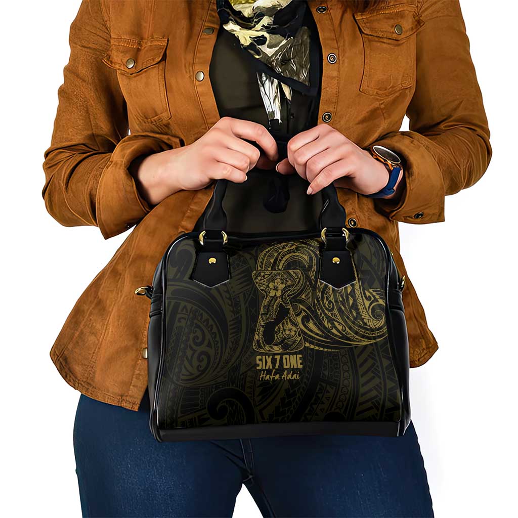 Gold Guam Latte Stone Tribal Tattoo Shoulder Handbag Hafa Adai Six 7 One