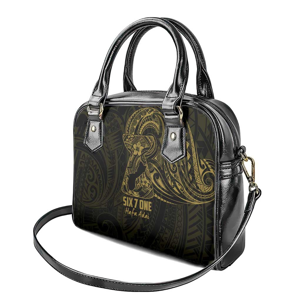 Gold Guam Latte Stone Tribal Tattoo Shoulder Handbag Hafa Adai Six 7 One