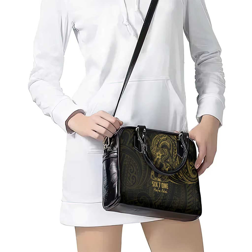 Gold Guam Latte Stone Tribal Tattoo Shoulder Handbag Hafa Adai Six 7 One