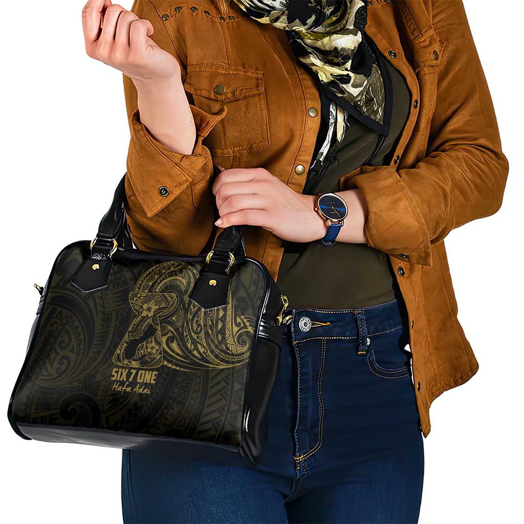 Gold Guam Latte Stone Tribal Tattoo Shoulder Handbag Hafa Adai Six 7 One
