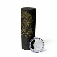 Gold Guam Latte Stone Tribal Tattoo Skinny Tumbler Hafa Adai Six 7 One LT9 - Polynesian Pride