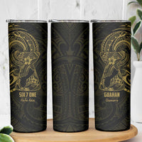Gold Guam Latte Stone Tribal Tattoo Skinny Tumbler Hafa Adai Six 7 One LT9 - Polynesian Pride