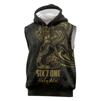 Gold Guam Latte Stone Tribal Tattoo Sleeveless Hoodie Hafa Adai Six 7 One LT9 Gold - Polynesian Pride