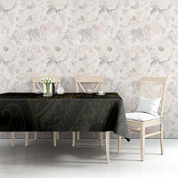 Gold Guam Latte Stone Tribal Tattoo Tablecloth Hafa Adai Six 7 One