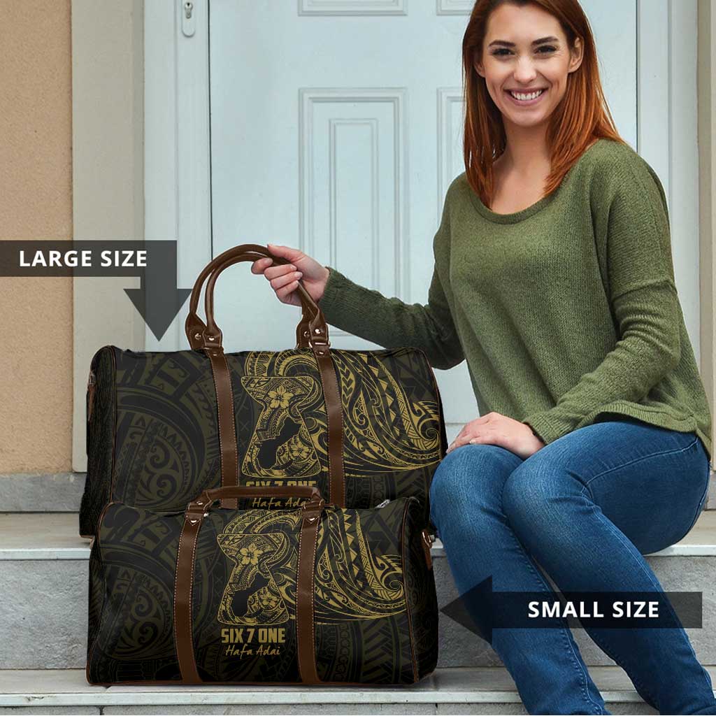 Gold Guam Latte Stone Tribal Tattoo Travel Bag Hafa Adai Six 7 One - Polynesian Pride
