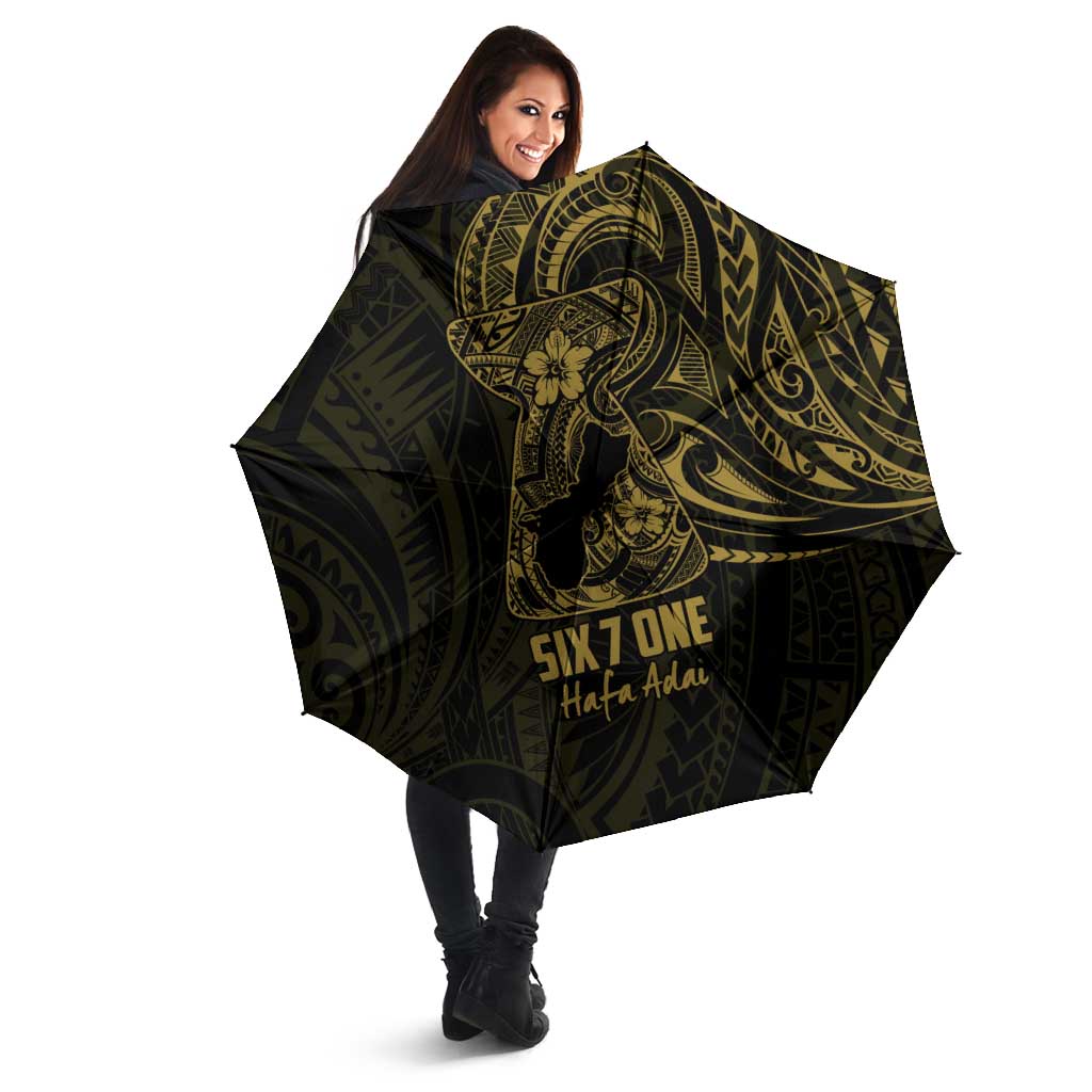 Gold Guam Latte Stone Tribal Tattoo Umbrella Hafa Adai Six 7 One - Polynesian Pride
