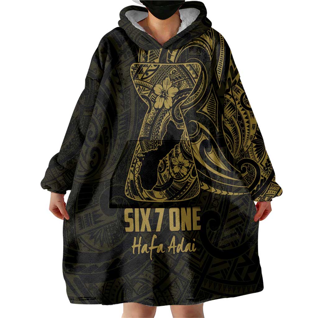 Gold Guam Latte Stone Tribal Tattoo Wearable Blanket Hoodie Hafa Adai Six 7 One LT9 - Polynesian Pride