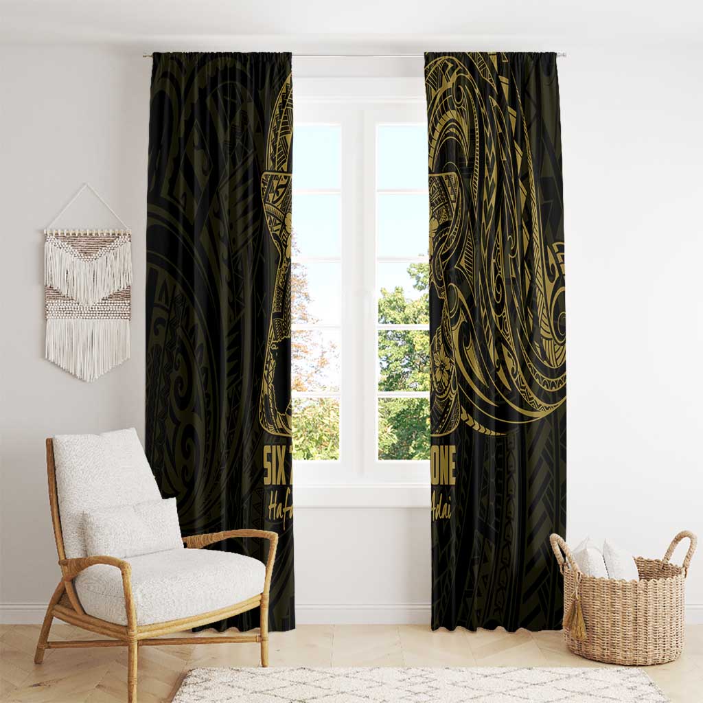 Gold Guam Latte Stone Tribal Tattoo Window Curtain Hafa Adai Six 7 One