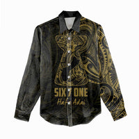 Gold Guam Latte Stone Tribal Tattoo Women Casual Shirt Hafa Adai Six 7 One LT9 - Polynesian Pride