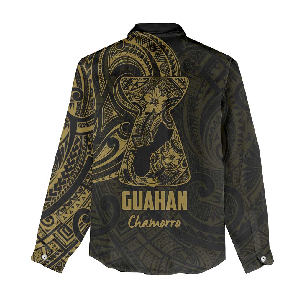 Gold Guam Latte Stone Tribal Tattoo Women Casual Shirt Hafa Adai Six 7 One LT9 - Polynesian Pride
