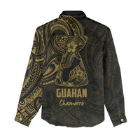 Gold Guam Latte Stone Tribal Tattoo Women Casual Shirt Hafa Adai Six 7 One LT9 - Polynesian Pride