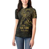 Gold Guam Latte Stone Tribal Tattoo Women Polo Shirt Hafa Adai Six 7 One LT9 - Polynesian Pride