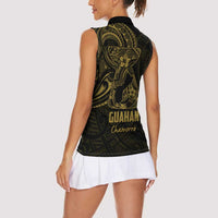Gold Guam Latte Stone Tribal Tattoo Women Sleeveless Polo Shirt Hafa Adai Six 7 One LT9 - Polynesian Pride