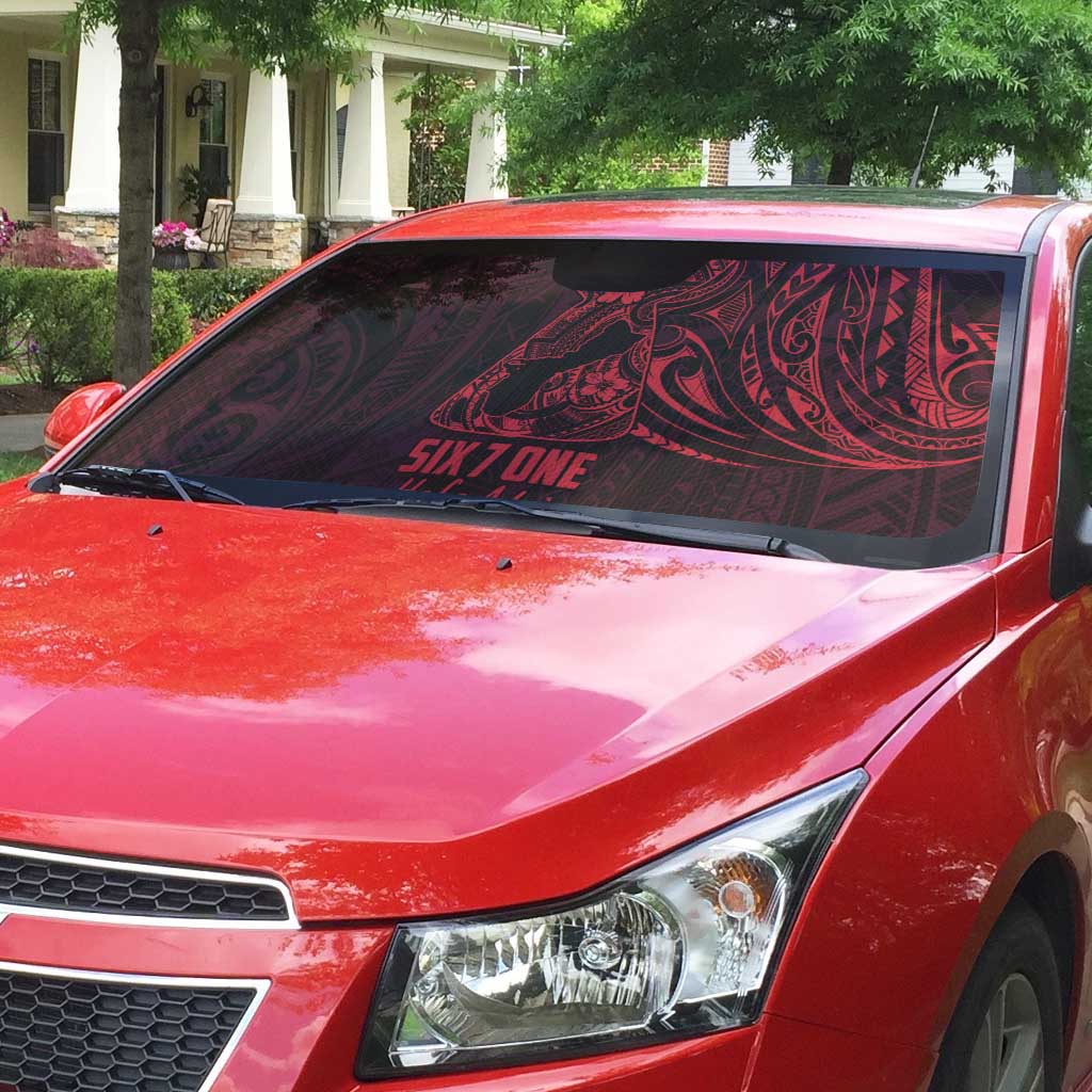 Oxblood Guam Latte Stone Tribal Tattoo Auto Sun Shade Hafa Adai Six 7 One - Polynesian Pride