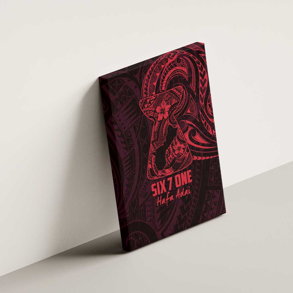 Oxblood Guam Latte Stone Tribal Tattoo Canvas Wall Art Hafa Adai Six 7 One