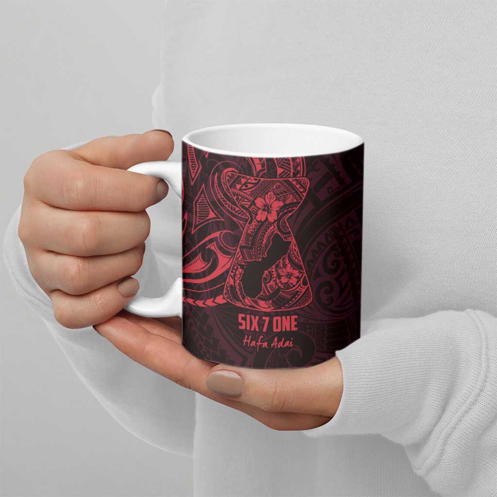 Oxblood Guam Latte Stone Tribal Tattoo Ceramic Mug Hafa Adai Six 7 One - Polynesian Pride