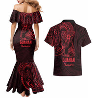 Oxblood Guam Latte Stone Tribal Tattoo Couples Matching Mermaid Dress and Hawaiian Shirt Hafa Adai Six 7 One LT9 - Polynesian Pride