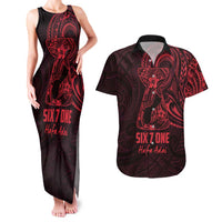 Oxblood Guam Latte Stone Tribal Tattoo Couples Matching Tank Maxi Dress and Hawaiian Shirt Hafa Adai Six 7 One LT9 Oxblood - Polynesian Pride