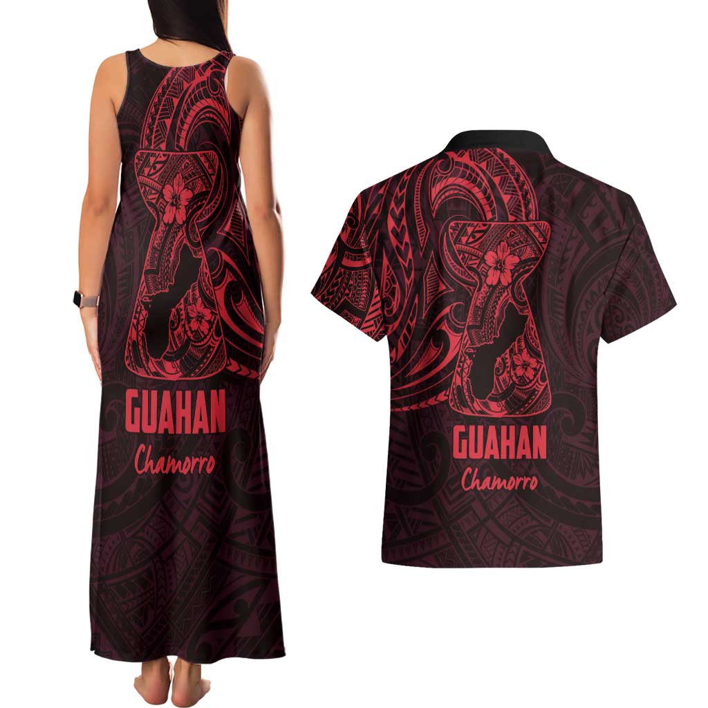 Oxblood Guam Latte Stone Tribal Tattoo Couples Matching Tank Maxi Dress and Hawaiian Shirt Hafa Adai Six 7 One LT9 - Polynesian Pride