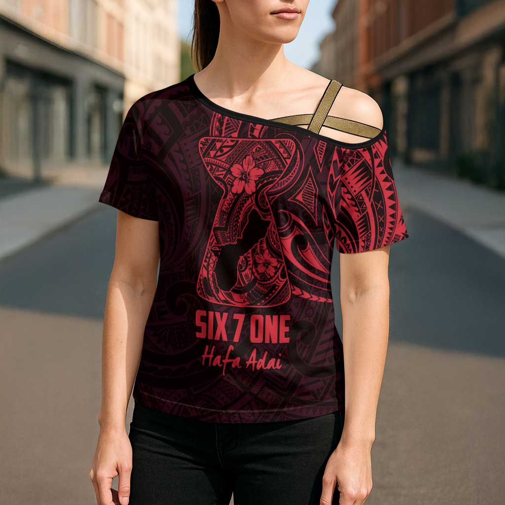 Oxblood Guam Latte Stone Tribal Tattoo Cross Shoulder Shirt Hafa Adai Six 7 One LT9 - Polynesian Pride