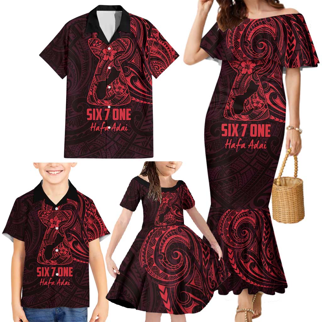 Oxblood Guam Latte Stone Tribal Tattoo Family Matching Mermaid Dress and Hawaiian Shirt Hafa Adai Six 7 One LT9 - Polynesian Pride