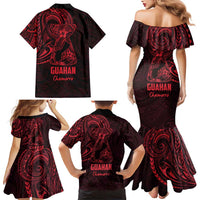 Oxblood Guam Latte Stone Tribal Tattoo Family Matching Mermaid Dress and Hawaiian Shirt Hafa Adai Six 7 One LT9 - Polynesian Pride