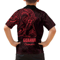 Oxblood Guam Latte Stone Tribal Tattoo Family Matching Off The Shoulder Long Sleeve Dress and Hawaiian Shirt Hafa Adai Six 7 One LT9 - Polynesian Pride