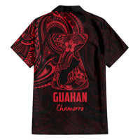 Oxblood Guam Latte Stone Tribal Tattoo Family Matching Off The Shoulder Long Sleeve Dress and Hawaiian Shirt Hafa Adai Six 7 One LT9 - Polynesian Pride