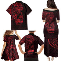 Oxblood Guam Latte Stone Tribal Tattoo Family Matching Puletasi and Hawaiian Shirt Hafa Adai Six 7 One LT9 - Polynesian Pride