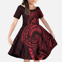 Oxblood Guam Latte Stone Tribal Tattoo Family Matching Summer Maxi Dress and Hawaiian Shirt Hafa Adai Six 7 One LT9 Daughter's Dress Oxblood - Polynesian Pride