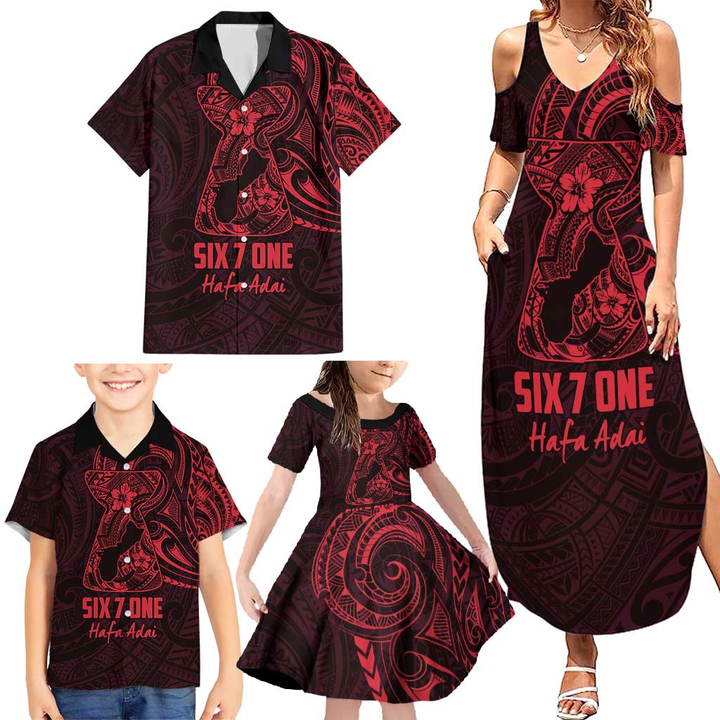 Oxblood Guam Latte Stone Tribal Tattoo Family Matching Summer Maxi Dress and Hawaiian Shirt Hafa Adai Six 7 One LT9 - Polynesian Pride