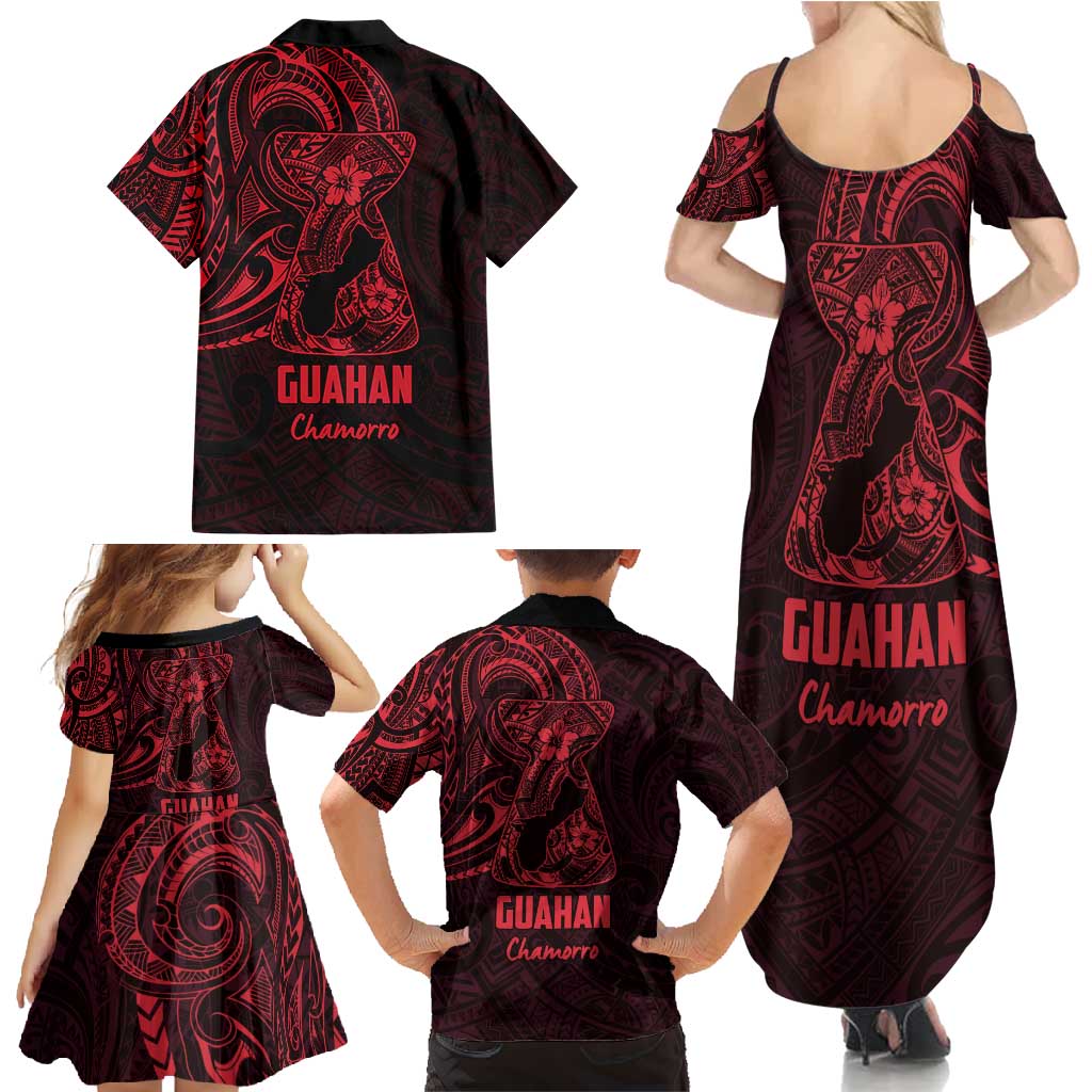 Oxblood Guam Latte Stone Tribal Tattoo Family Matching Summer Maxi Dress and Hawaiian Shirt Hafa Adai Six 7 One LT9 - Polynesian Pride