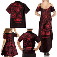 Oxblood Guam Latte Stone Tribal Tattoo Family Matching Summer Maxi Dress and Hawaiian Shirt Hafa Adai Six 7 One LT9 - Polynesian Pride