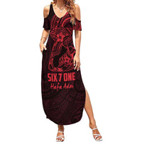 Oxblood Guam Latte Stone Tribal Tattoo Family Matching Summer Maxi Dress and Hawaiian Shirt Hafa Adai Six 7 One LT9 Mom's Dress Oxblood - Polynesian Pride