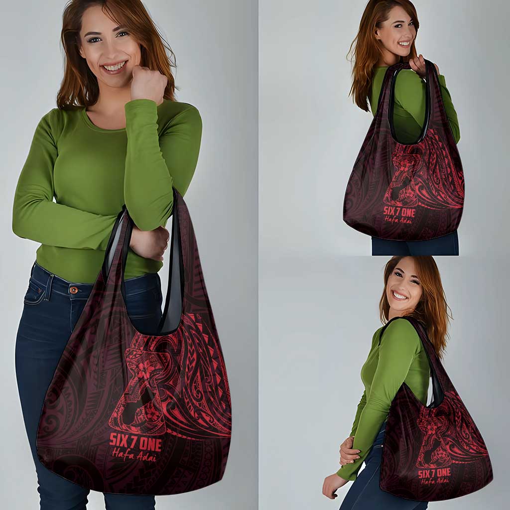 Oxblood Guam Latte Stone Tribal Tattoo Grocery Bag Hafa Adai Six 7 One