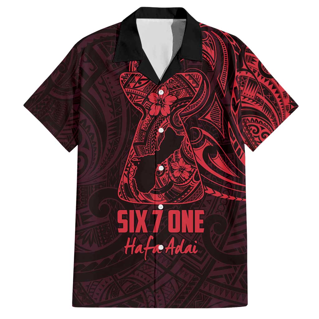 Oxblood Guam Latte Stone Tribal Tattoo Hawaiian Shirt Hafa Adai Six 7 One