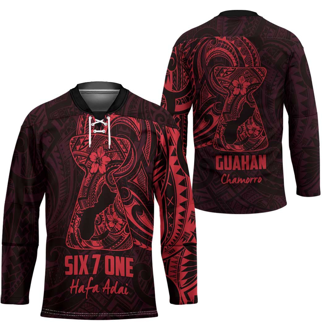 Oxblood Guam Latte Stone Tribal Tattoo Hockey Jersey Hafa Adai Six 7 One LT9 - Polynesian Pride