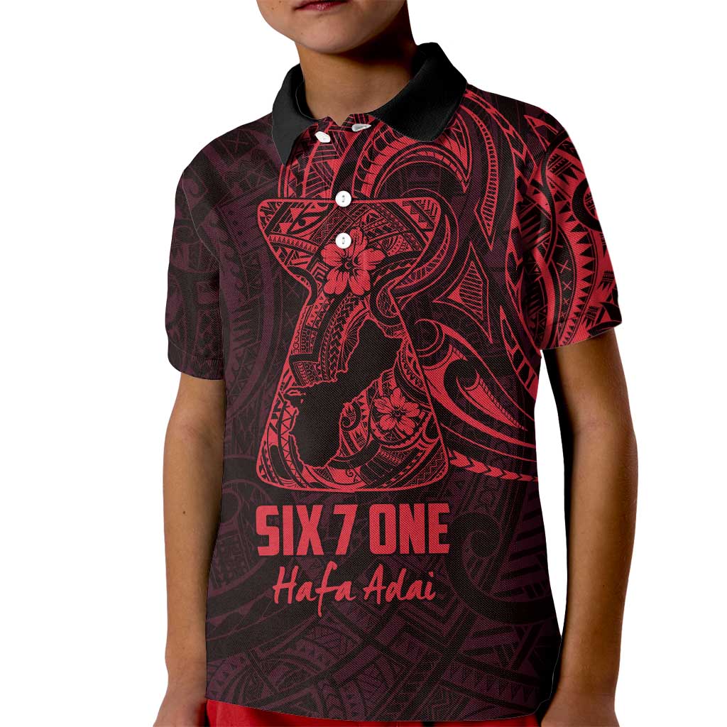 Oxblood Guam Latte Stone Tribal Tattoo Kid Polo Shirt Hafa Adai Six 7 One LT9 Kid Oxblood - Polynesian Pride