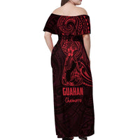 Oxblood Guam Latte Stone Tribal Tattoo Off Shoulder Maxi Dress Hafa Adai Six 7 One LT9 - Polynesian Pride