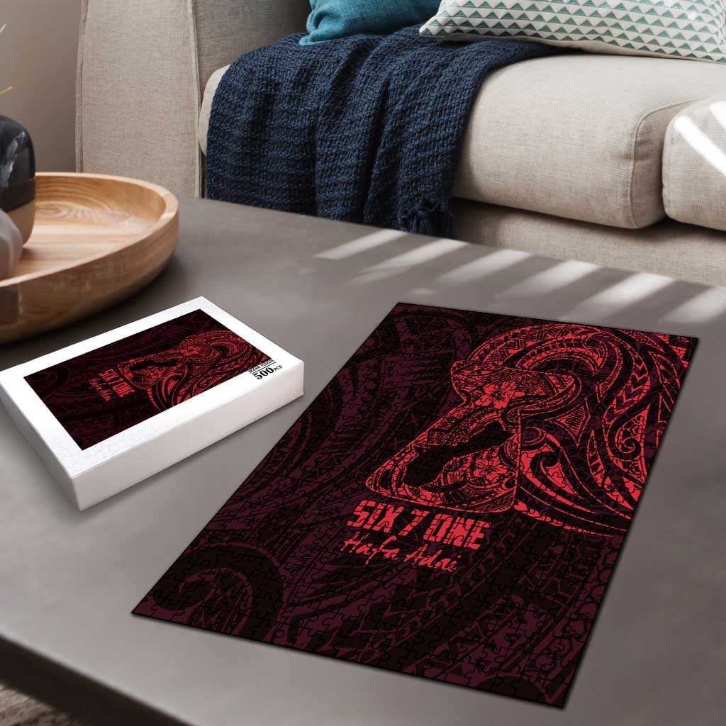 Oxblood Guam Latte Stone Tribal Tattoo Puzzle Hafa Adai Six 7 One - Polynesian Pride