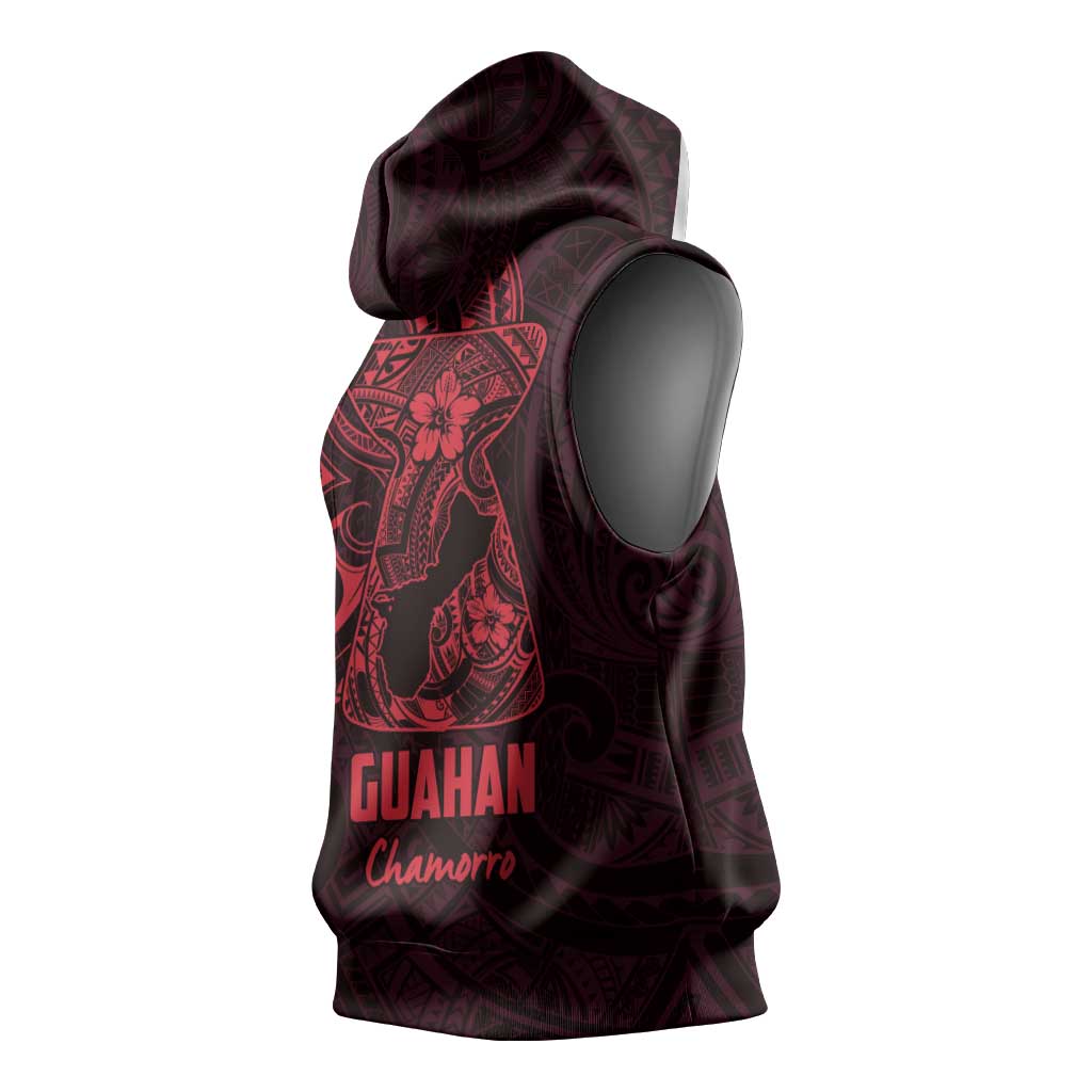 Oxblood Guam Latte Stone Tribal Tattoo Sleeveless Hoodie Hafa Adai Six 7 One LT9 - Polynesian Pride