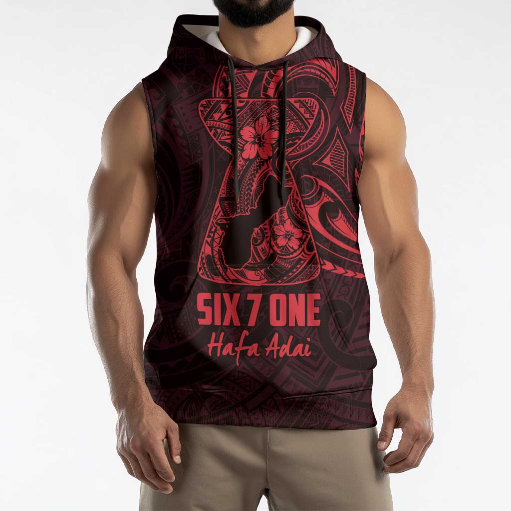 Oxblood Guam Latte Stone Tribal Tattoo Sleeveless Hoodie Hafa Adai Six 7 One LT9 - Polynesian Pride