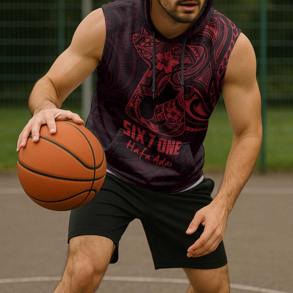 Oxblood Guam Latte Stone Tribal Tattoo Sleeveless Hoodie Hafa Adai Six 7 One LT9 - Polynesian Pride