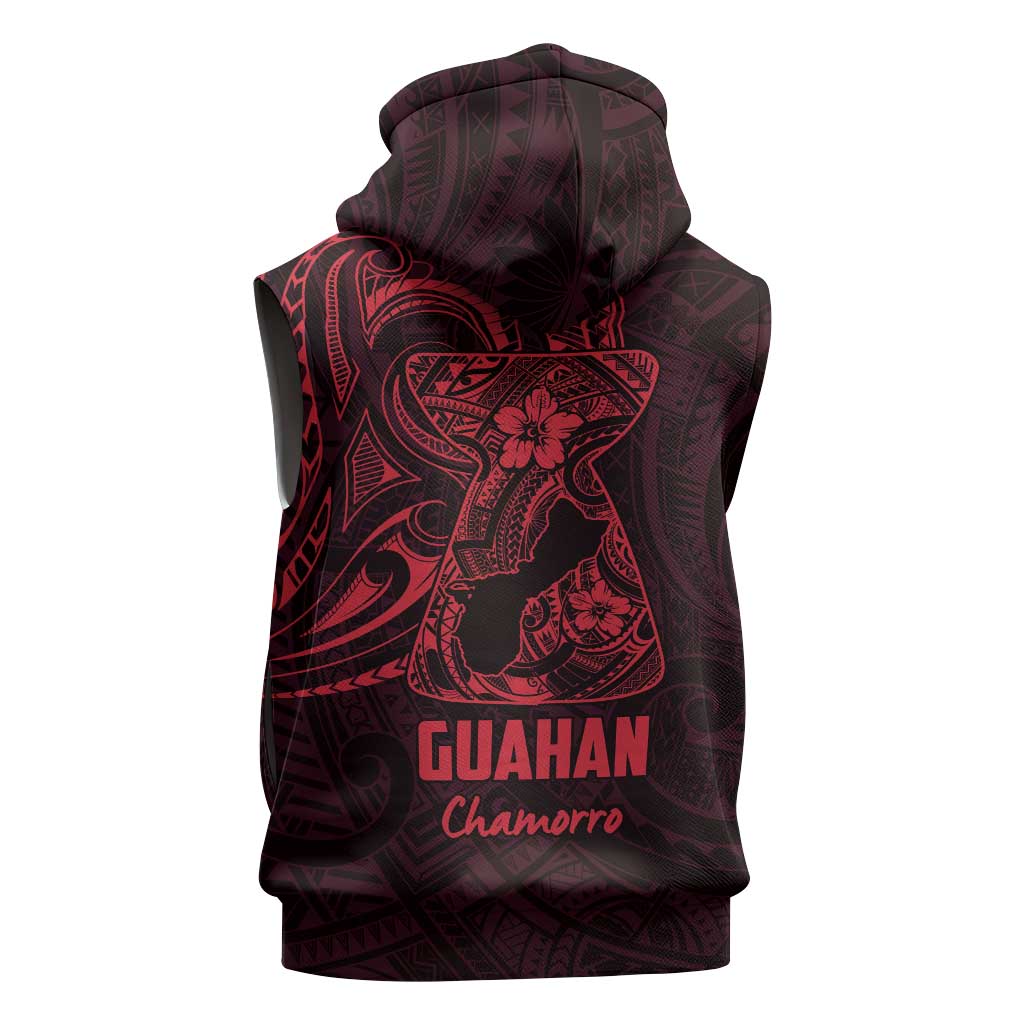 Oxblood Guam Latte Stone Tribal Tattoo Sleeveless Zip Hoodie Hafa Adai Six 7 One LT9 - Polynesian Pride