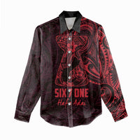 Oxblood Guam Latte Stone Tribal Tattoo Women Casual Shirt Hafa Adai Six 7 One LT9 - Polynesian Pride